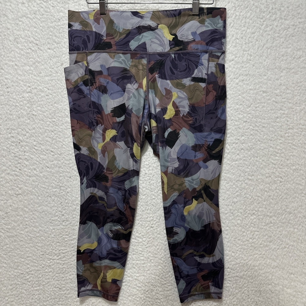 Athleta Salutation Stash Pocket II Printed 7/8 Tight Legging XL Blue Abstract